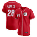 Cincinnati Reds #28 Eugenio Su¨¢rez Player Red HeidiMiller Limited Elite Home Game Stitched Jerseys