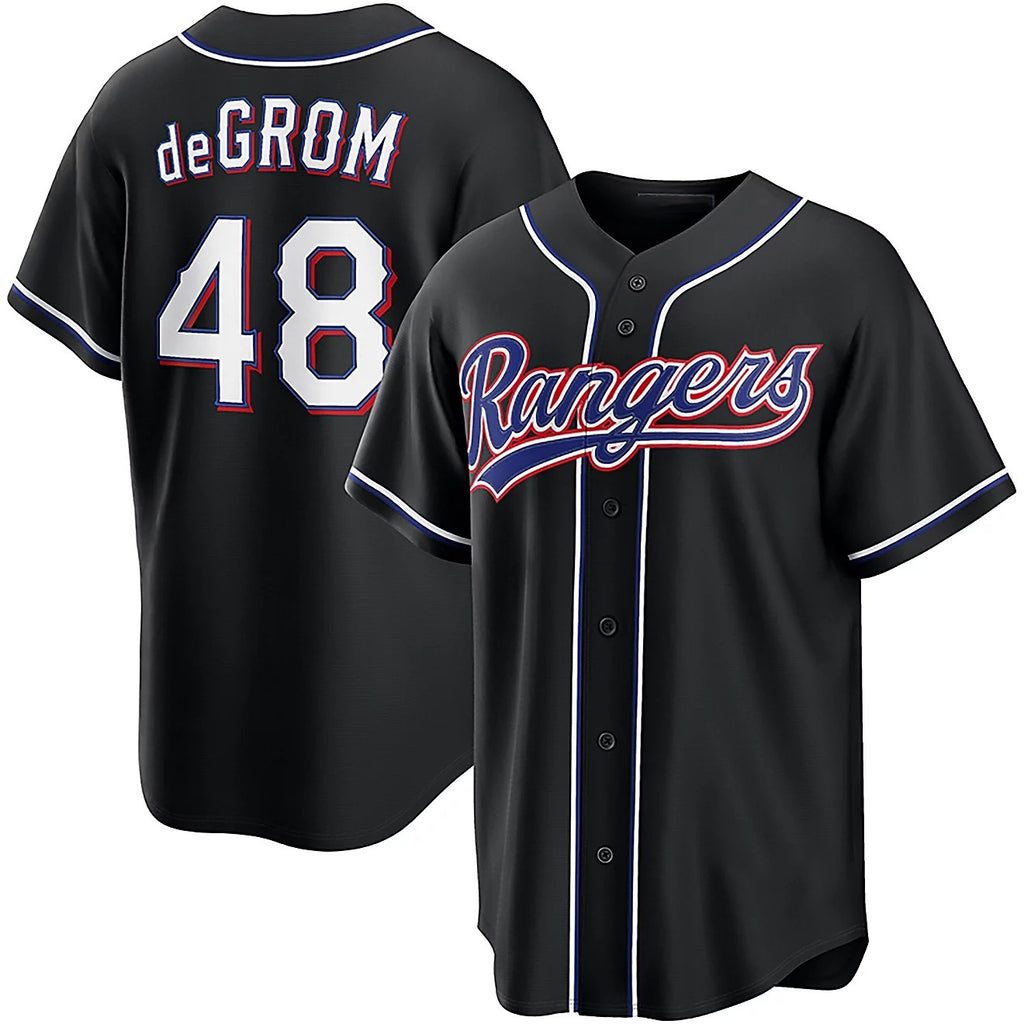 Texas Rangers #48 Jacob Degrom 2026 Black HeidiMiller Out Fashion Jersey