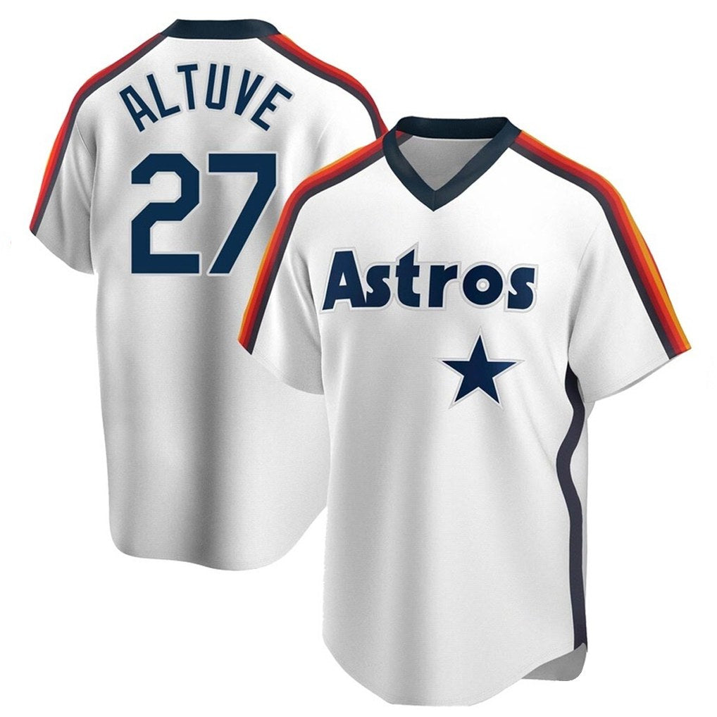 Houston Astros #27 Jose Altuve Player White HeidiMiller Cooperstown Collection T-shirt Stitched Jerseys