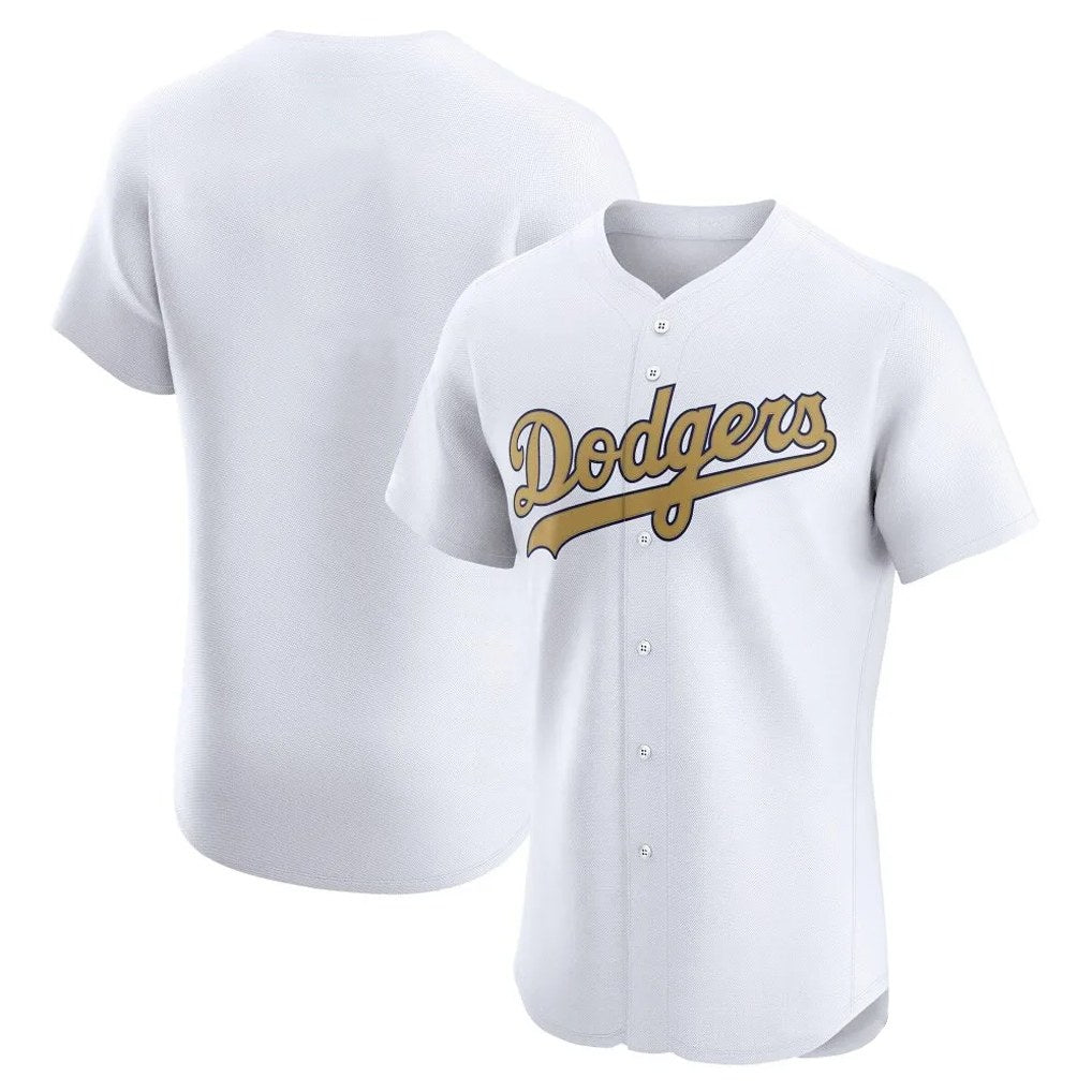 Los Angeles Dodgers Blank Player White Gold HeidiMiller Limited Elite Home Stitched Jerseys