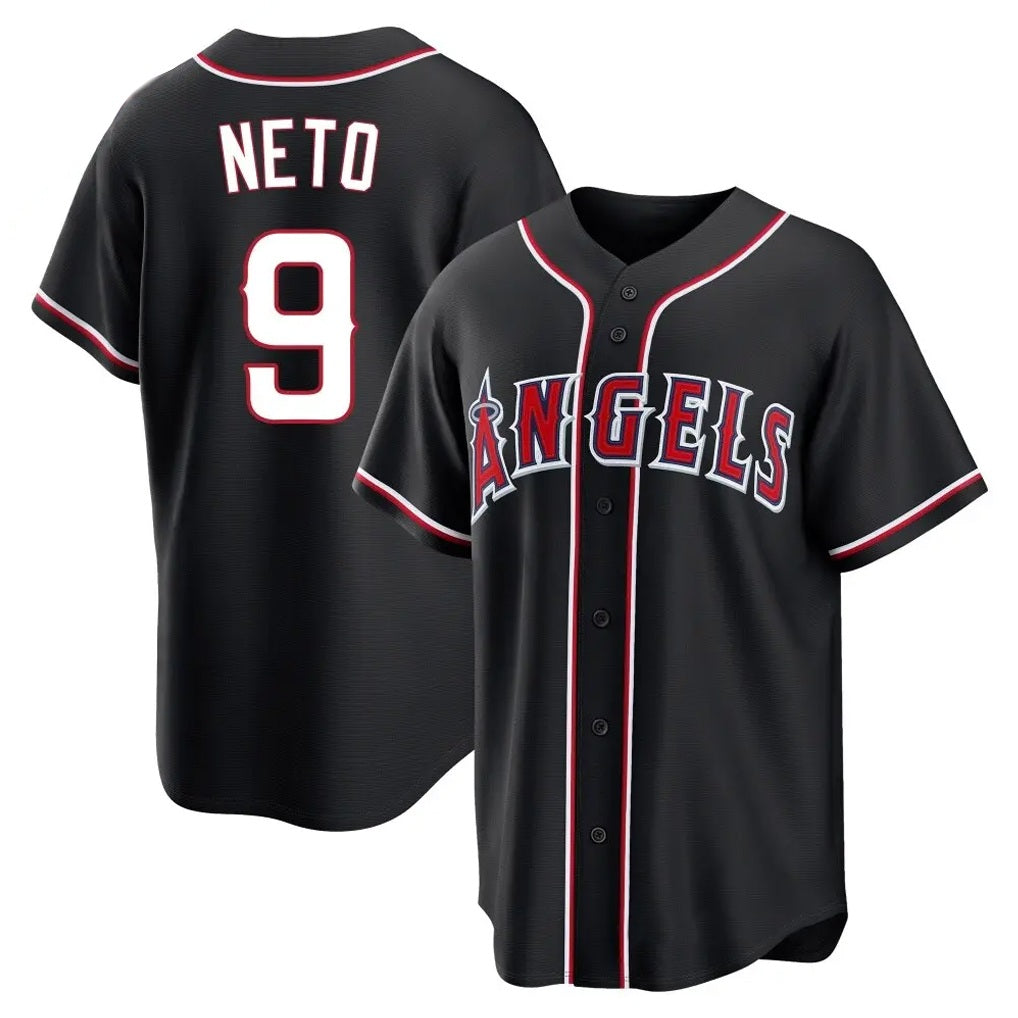 Los Angeles Angels #9 Zach Neto Player Black HeidiMiller Fashion Out Home Game Stitched Jerseys