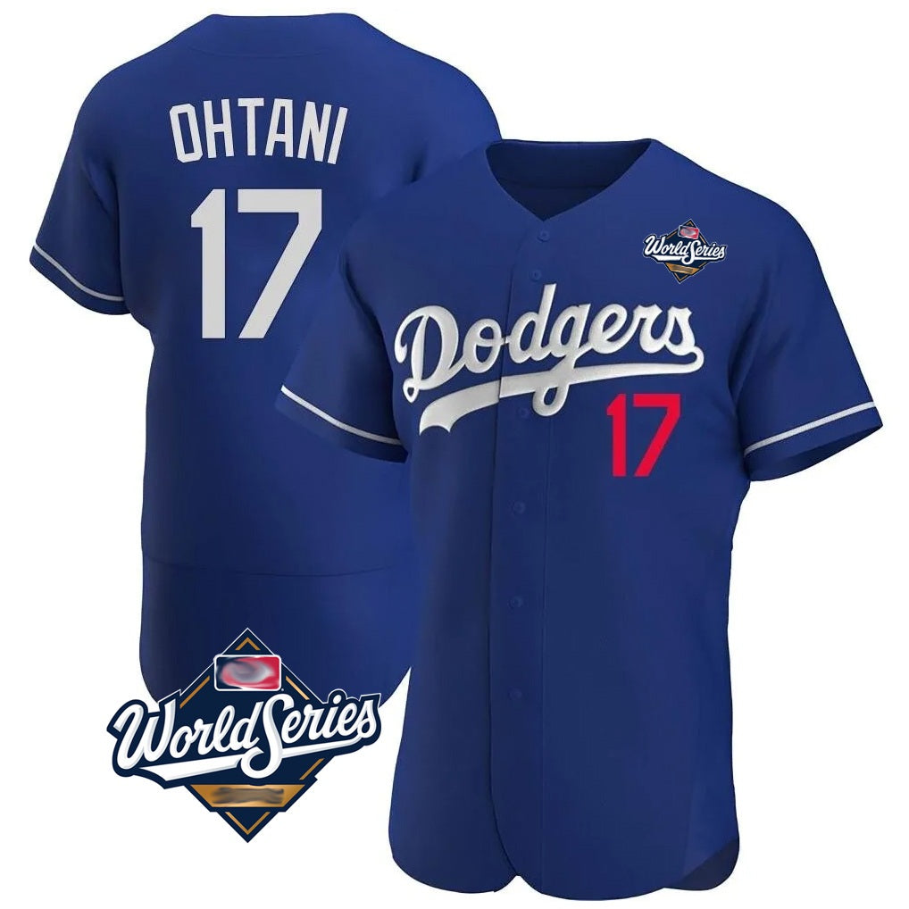 Los Angeles Dodgers #17 Shohei Ohtani Player Royal HeidiMiller World Series Limited Elite Home Stitched Jerseys