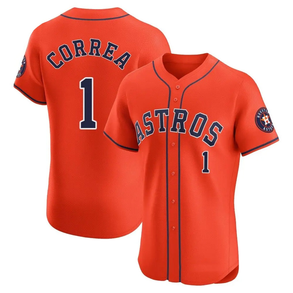 Houston Astros #1 Carlos Correa Player Orange HeidiMiller Home Limited Elite Stitched Jerseys