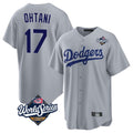 Los Angeles Dodgers #17 Shohei Ohtani Player Gray HeidiMiller World Series Game Stitched Jerseys