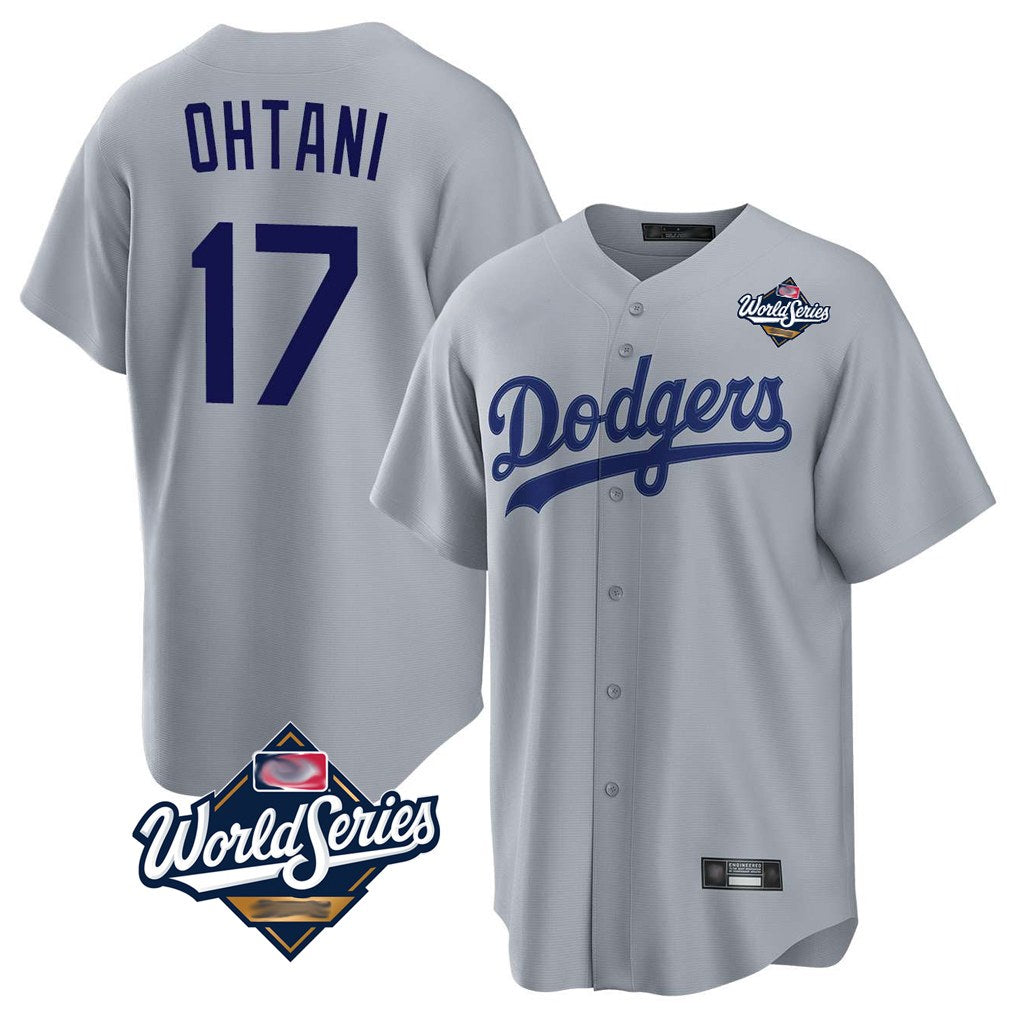 Los Angeles Dodgers #17 Shohei Ohtani Player Gray HeidiMiller World Series Game Stitched Jerseys