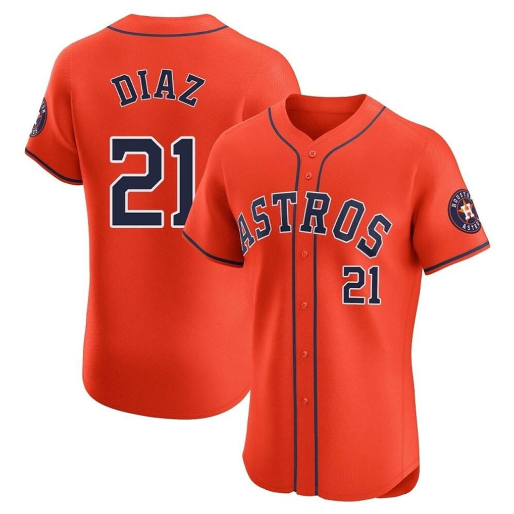 Houston Astros #21 Yainer Diaz Player Orange HeidiMiller Home Limited Elite Stitched Jerseys