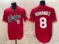 Los Angeles Dodgers x One Piece #8 Enrique Hernandez Red HeidiMiller Vapor Premier Limited Stitched Jersey