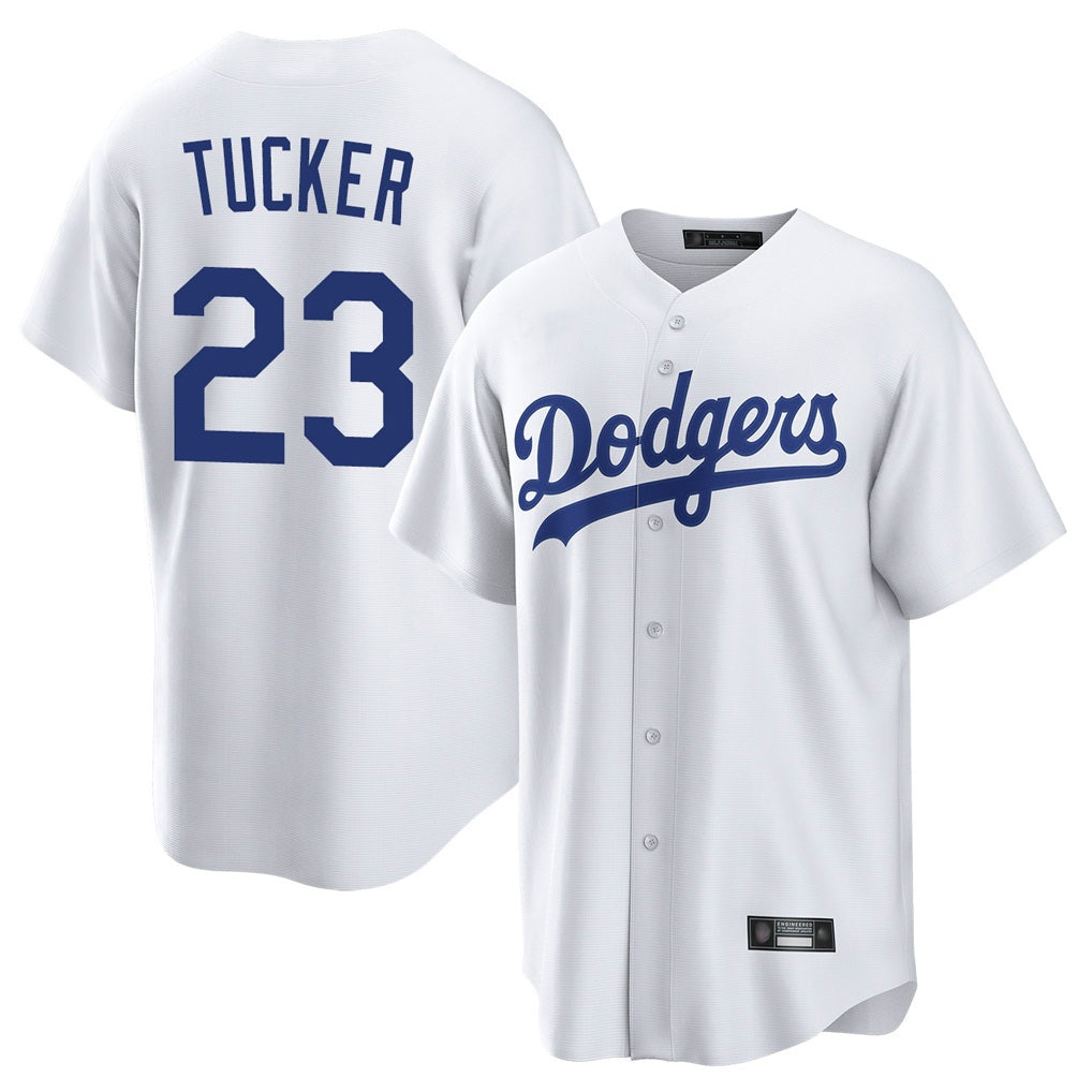 Los Angeles Dodgers #23 Kyle Tucker Player White HeidiMiller Game Home Stitched Jerseys