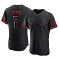 Cincinnati Reds #7 Spencer Steer Player Black HeidiMiller City Connect Limited Elite Home Stitched Jerseys