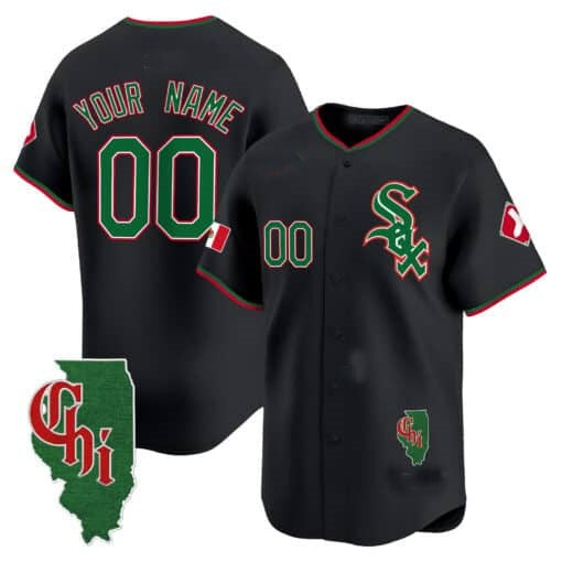 Custom Chicago White Sox Mexico Vapor Premier Limited Jersey ¨C Illinois Patch ¨C Black HeidiMiller