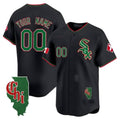 Custom Chicago White Sox Mexico Vapor Premier Limited Jersey ¨C Illinois Patch ¨C Black HeidiMiller