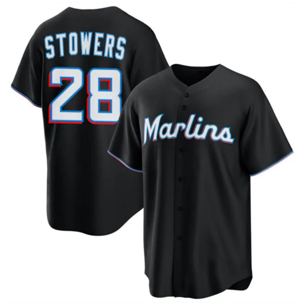 Miami Marlins #28 Kyle Stowers Player Black HeidiMiller Home Game Stitched Jerseys