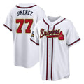 Atlanta Braves #77 Joe Jimenez Player White Gold HeidiMiller Home Game Stitched Jerseys