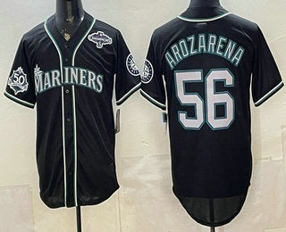 Seattle Mariners #56 Randy Arozarena 50th Black HeidiMiller Out Style Vapor Premier Limited Jersey
