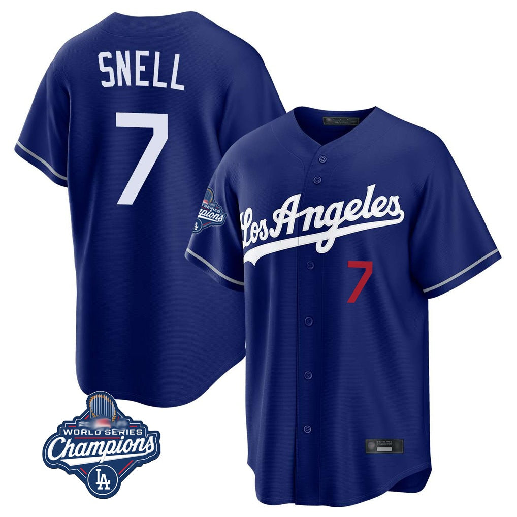 Los Angeles Dodgers #7 Blake Snell Player Royal HeidiMiller Game World Series Meet Home Stitched Jerseys