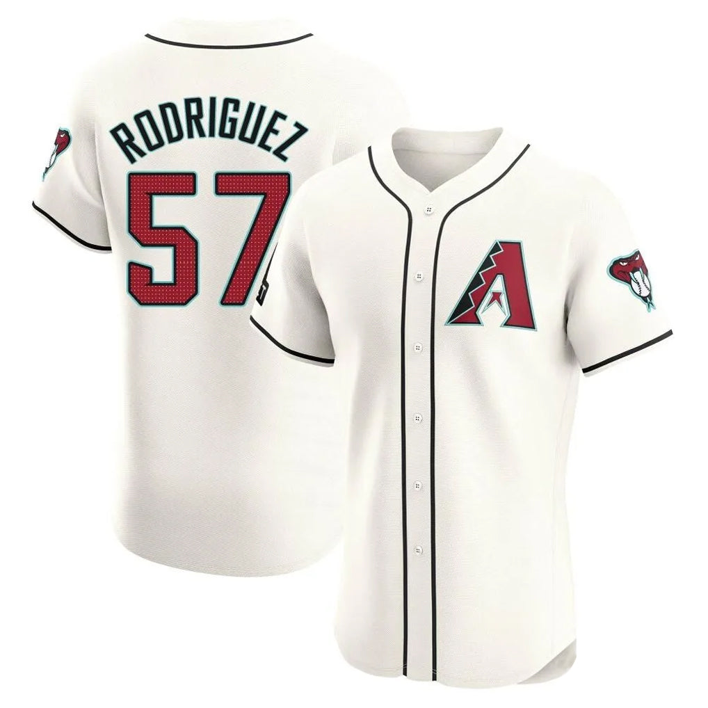 Arizona Diamondbacks #57 Eduardo Rodriguez Player Cream HeidiMiller Limited Elite Home Game Stitched Jerseys