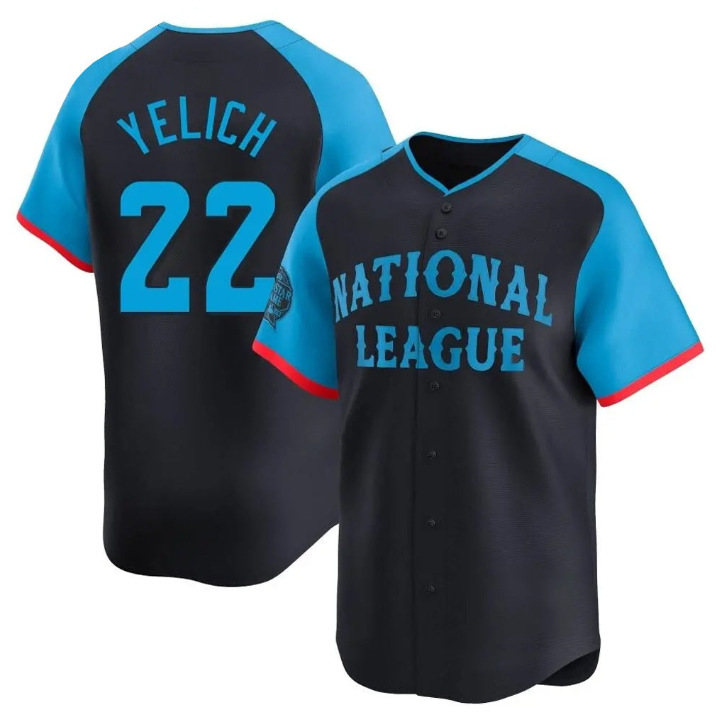 Milwaukee Brewers #22 Christian Yelich Player Navy HeidiMiller Limited National League All-Star Home Game Stitched Jerseys