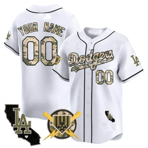 Custom Los Angeles Dodgers Armed Forces Day Vapor Premier Limited Jersey ¨C All Stitched-White HeidiMiller