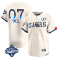 Los Angeles Dodgers #7 Blake Snell Player Cream HeidiMiller City Connect Limited World Series Meet Home Stitched Jerseys