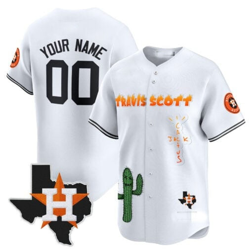 Custom Houston Astros Cactus Jack Patch Vapor Premier Limited Jersey V9 ¨C White HeidiMiller