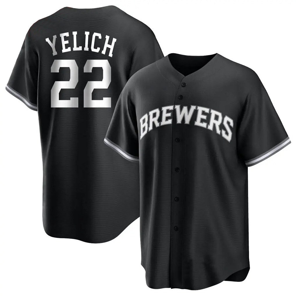 Milwaukee Brewers #22 Christian Yelich Player Black HeidiMiller Game Home Stitched Jerseys