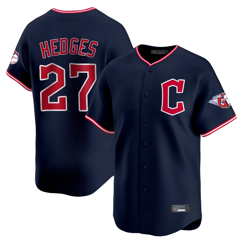 Cleveland Guardians #27 Austin Hedges Player Navy HeidiMiller Limited Home Stitched Jerseys