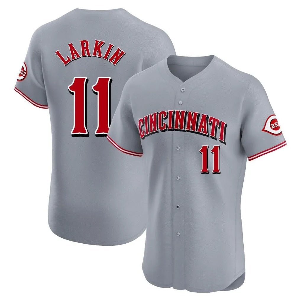 Cincinnati Reds #11 Barry Larkin Player Gray HeidiMiller Limited Elite Home Stitched Jerseys