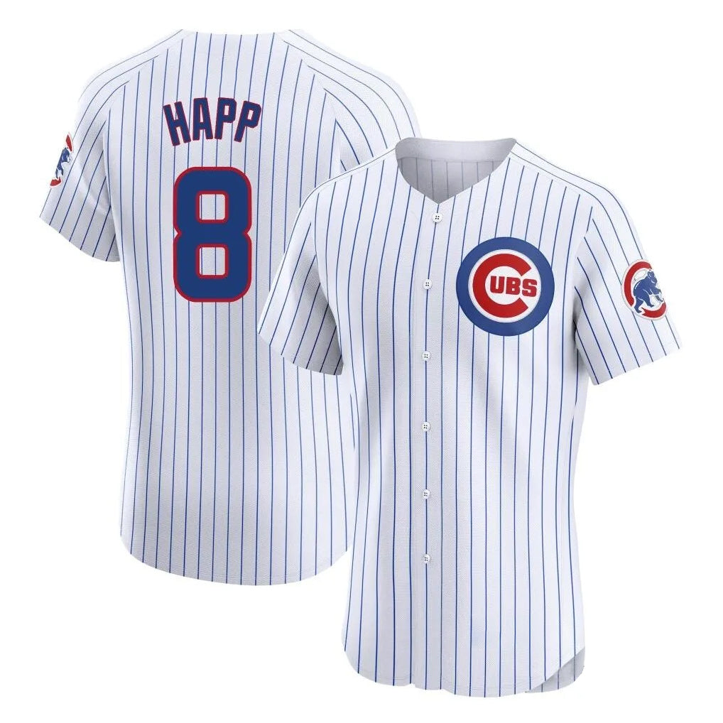 Chicago Cubs #8 Ian Happ Player White HeidiMiller Limited Elite Home Game Stitched Jerseys