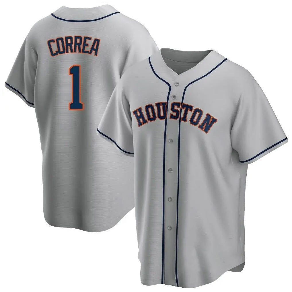 Houston Astros #1 Carlos Correa Player Gray HeidiMiller Home Game Stitched Jerseys