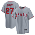Los Angeles Angels #27 Mike Trout Player Gray HeidiMiller Home Game Stitched Jerseys