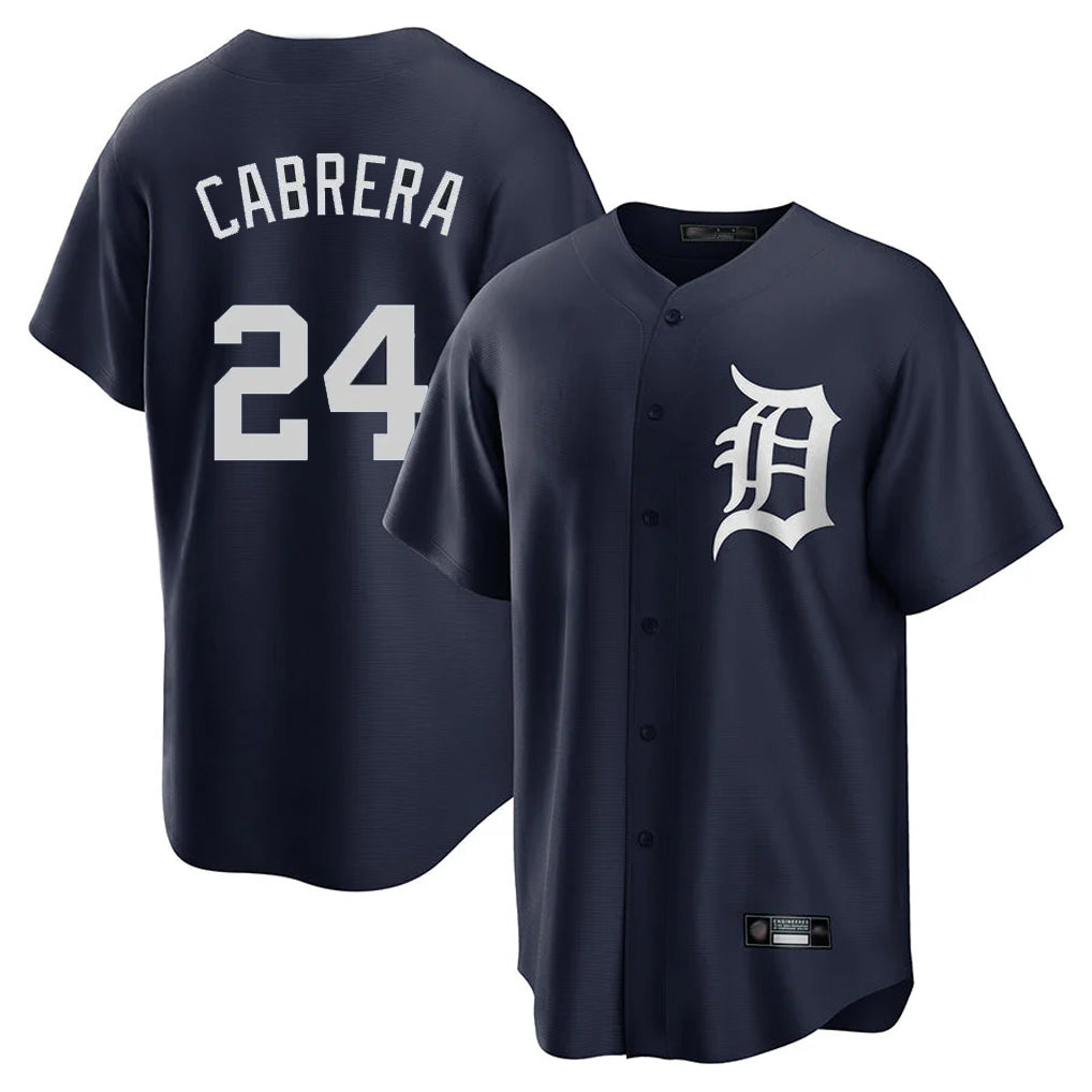 Detroit Tigers #24 Miguel Cabrera Player Navy HeidiMiller Game Home Stitched Jerseys