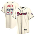 Atlanta Braves #27 Austin Riley Player Cream HeidiMiller USA 250 Fourth Of July Limited Home Game Stitched Jerseys