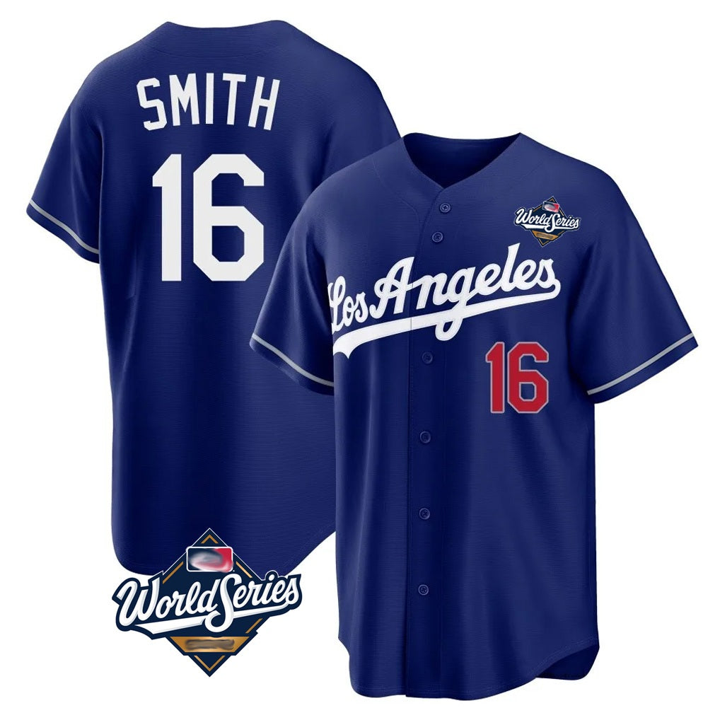Los Angeles Dodgers #16 Will Smith Player Royal HeidiMiller World Series Game Home Stitched Jerseys