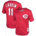 Cincinnati Reds #11 Barry Larkin Player Red HeidiMiller Mitchell & Ness Throwback Cooperstown Mesh Game Stitched Jerseys