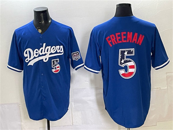 Los Angeles Dodgers #5 Freddie Freeman Royal HeidiMiller 250 Fourth of July Stitched Jersey