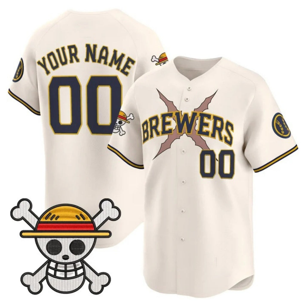 Custom Milwaukee Brewers x One Piece Cream HeidiMiller Vapor Premier Limited Jersey - Stitched