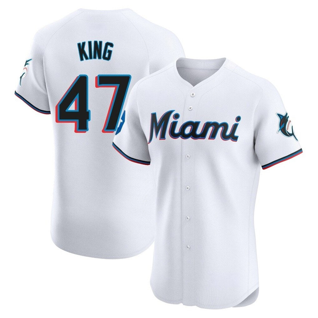 Miami Marlins #47 John King Player White HeidiMiller Home Limited Elite Stitched Jerseys