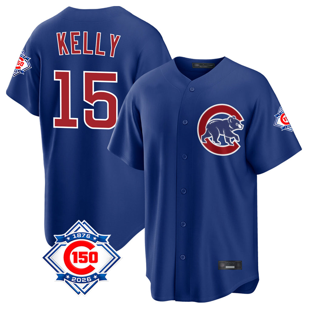 Chicago Cubs #15 Carson Kelly Player Royal HeidiMiller 150th Anniversary Home Game Stitched Jerseys