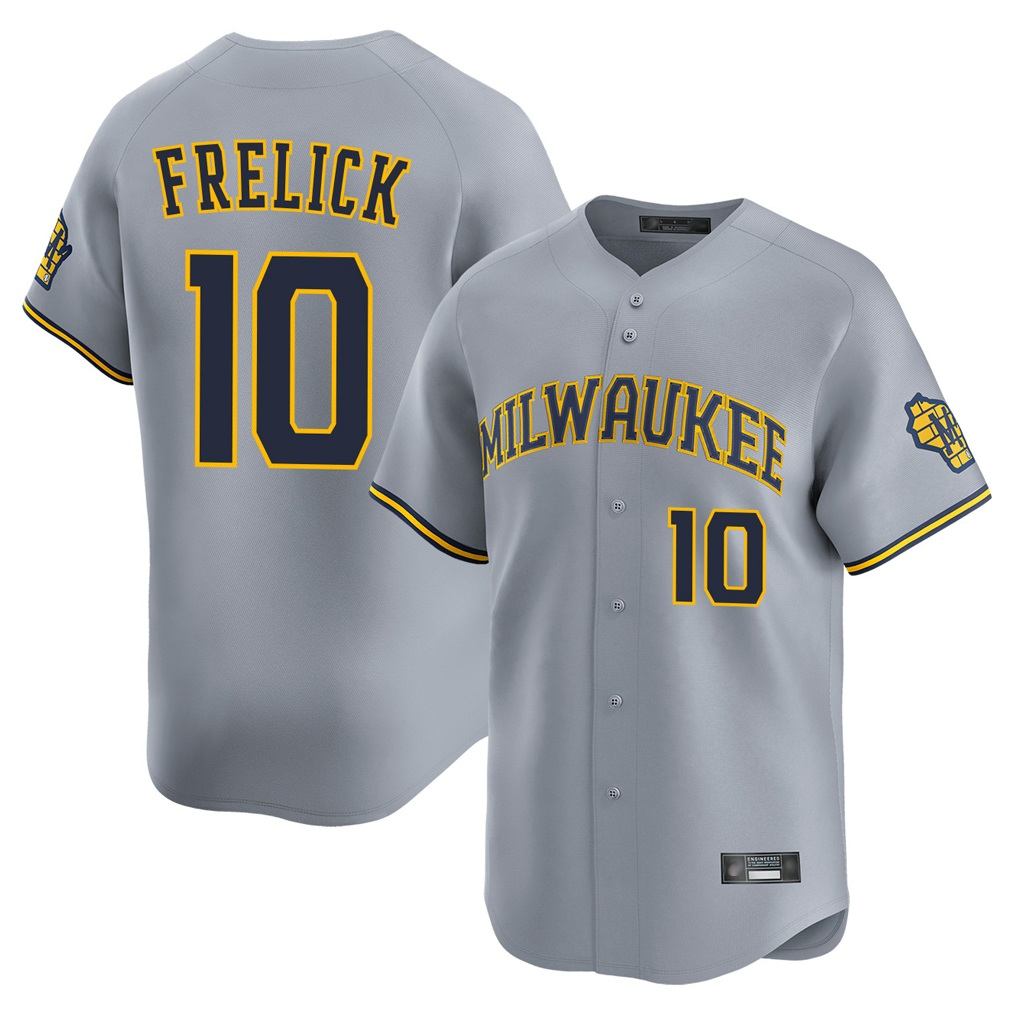 Milwaukee Brewers #10 Sal Frelick Player Gray HeidiMiller Home Limited Stitched Jerseys