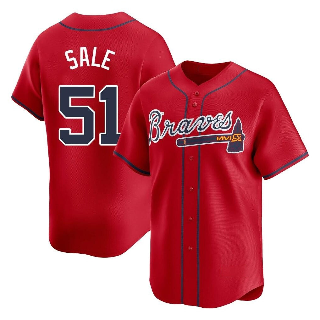 Atlanta Braves #51 Chris Sale Player Red HeidiMiller Limited Home Game Stitched Jerseys
