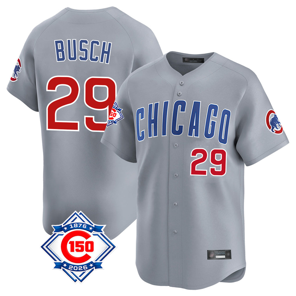 Chicago Cubs #29 Michael Busch Player Gray HeidiMiller Road 150th Anniversary Limited Home Stitched Jerseys