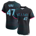 Miami Marlins #47 John King Player Black HeidiMiller City Connect Home Limited Elite Stitched Jerseys