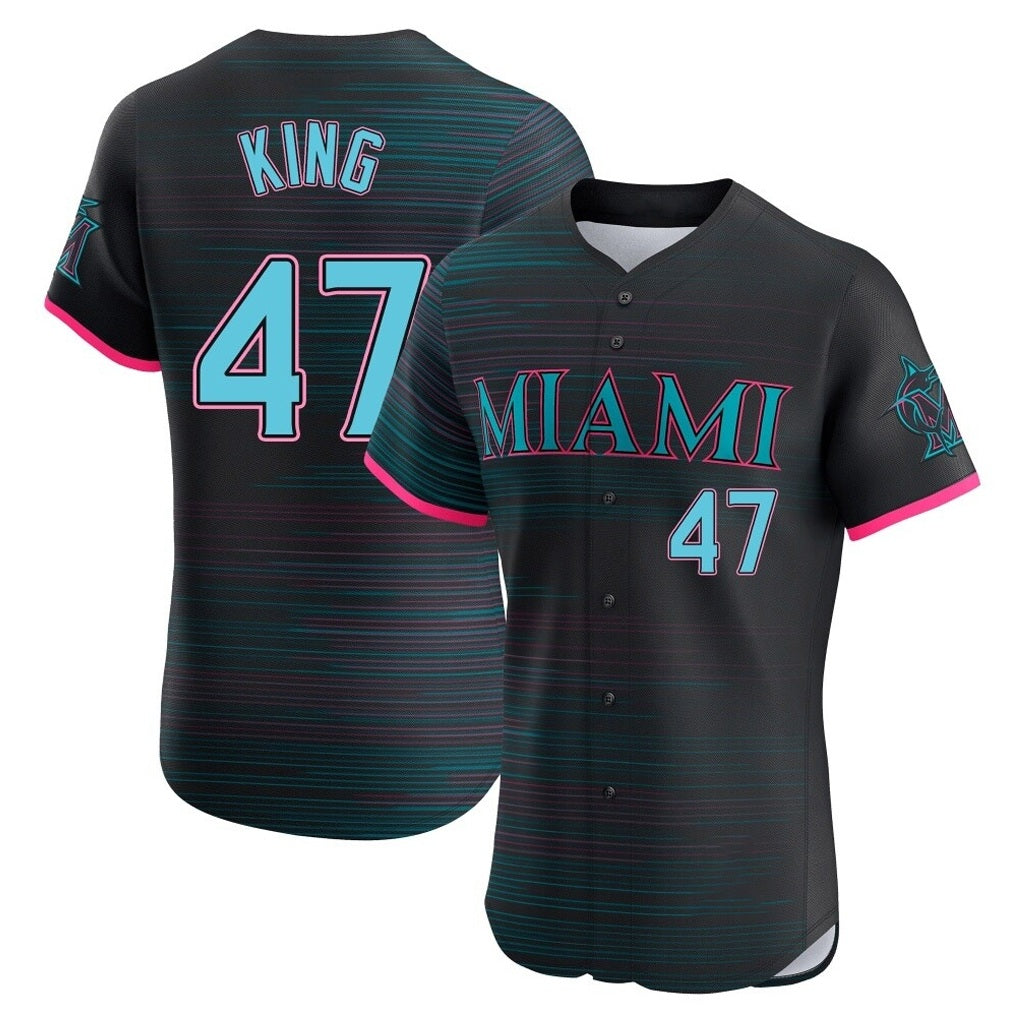 Miami Marlins #47 John King Player Black HeidiMiller City Connect Home Limited Elite Stitched Jerseys