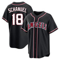 Los Angeles Angels #18 Nolan Schanuel Player Black HeidiMiller Fashion Out Home Game Stitched Jerseys