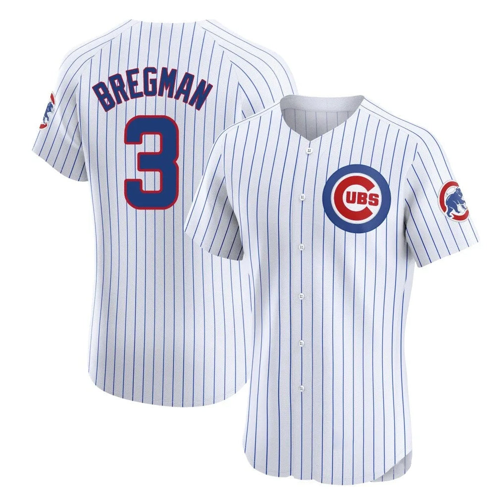 Chicago Cubs #3 Alex Bregman Player White HeidiMiller Limited Elite Home Game Stitched Jerseys