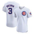 Chicago Cubs #3 Alex Bregman Player White HeidiMiller Limited Elite Home Game Stitched Jerseys