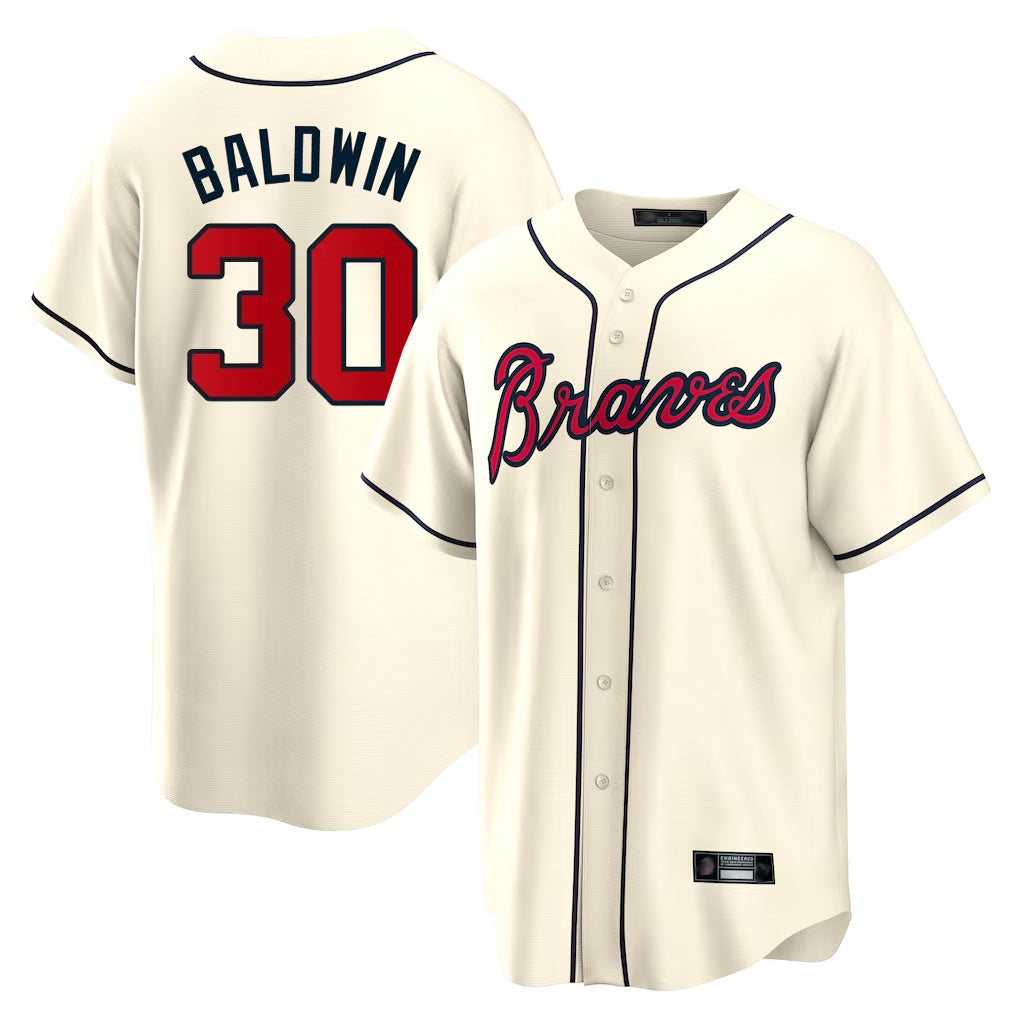 Atlanta Braves #30 Drake Baldwin Player Cream HeidiMiller Home Game Stitched Jerseys