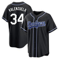 Los Angeles Dodgers #34 Fernando Valenzuela Player Black HeidiMiller Carbon Limited Home Stitched Jerseys