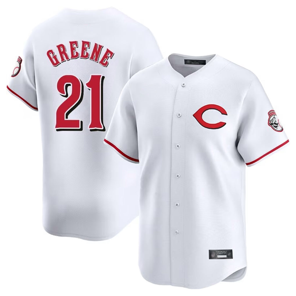 Cincinnati Reds #21 Hunter Greene Player White HeidiMiller Limited Home Stitched Jerseys