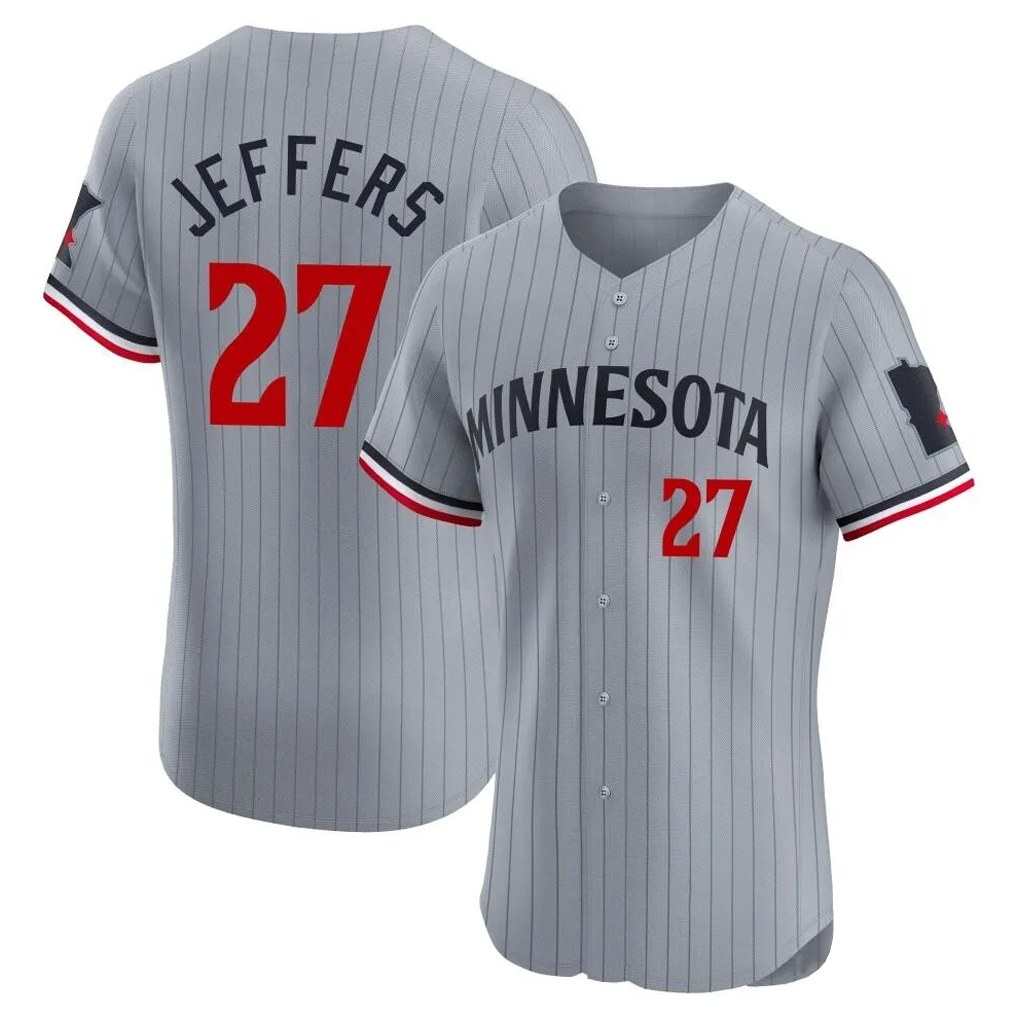 Minnesota Twins #27 Ryan Jeffers Player Gray HeidiMiller Home Limited Elite Stitched Jerseys